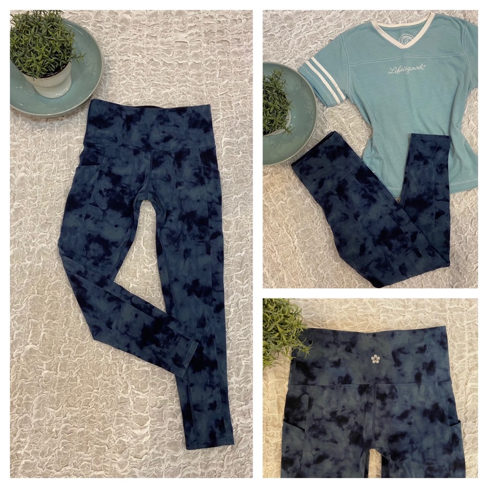 Diamond Tie Dye Yoga Pants Leggings Pocket Athletic Workout Yoga Tights